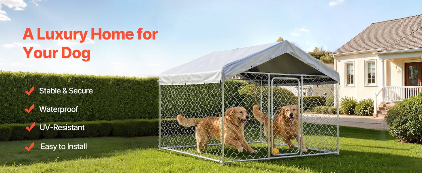 Vevor - VEVOR Chenil extérieur 2x2x1,6 m, enclos robuste pour grands chiens, toit PE anti-UV, verrou sécurisé - Image 9
