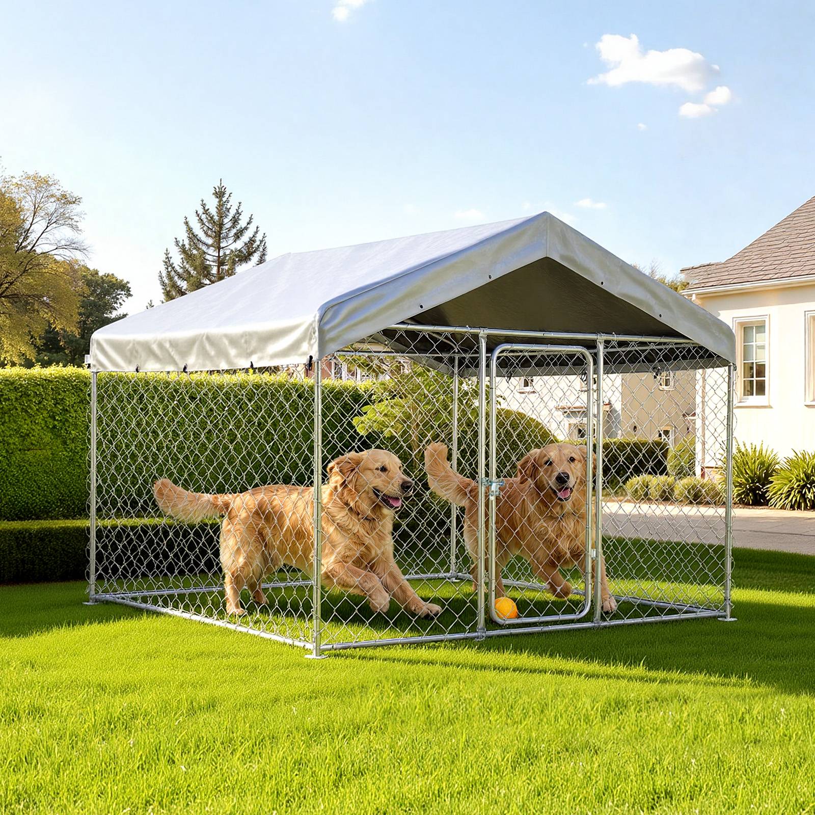 Vevor - VEVOR Chenil extérieur 2x2x1,6 m, enclos robuste pour grands chiens, toit PE anti-UV, verrou sécurisé - Image 8