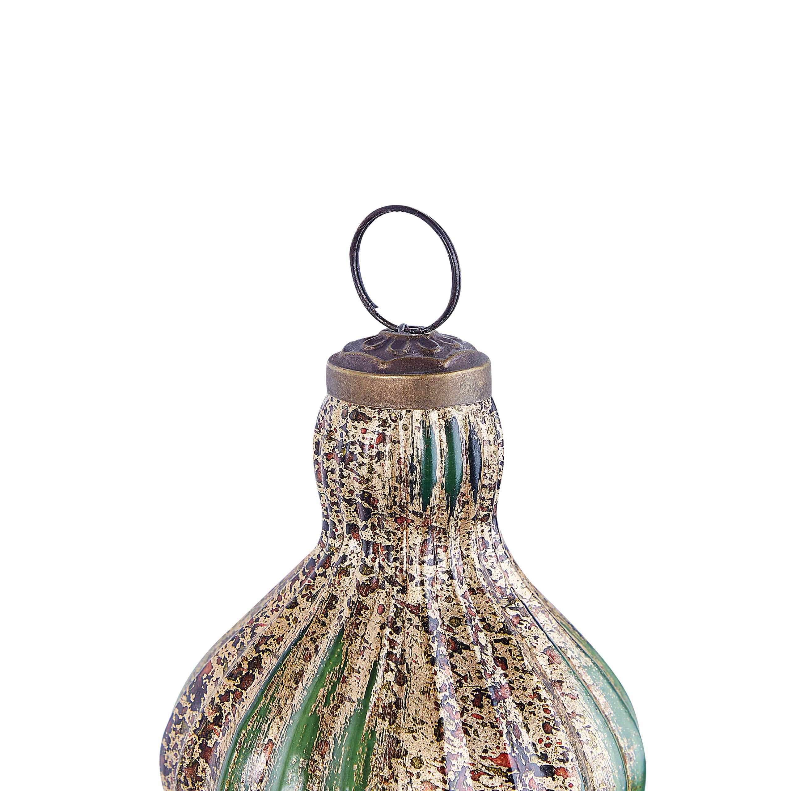Beliani - Lot de 4 Boules en Verre Doré et Vert à Suspendre au Sapin de Noël Décoration Arbre Fêtes Effet Vieilli Vintage Fait à la Main - Imagen 5