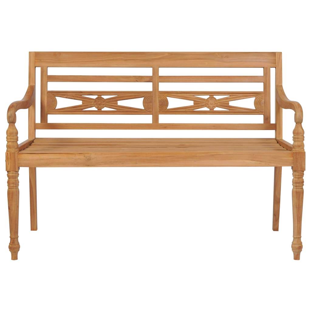 Helloshop26 - Banc de jardin meuble de patio d'extérieur terrasse avec coussin crème 120 cm bois de teck massif - Imagen 3
