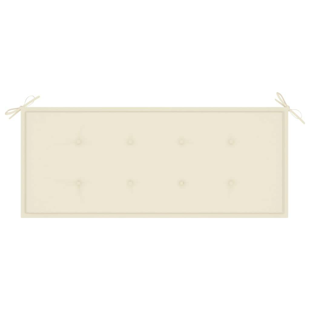 Helloshop26 - Banc de jardin meuble de patio d'extérieur terrasse avec coussin crème 120 cm bois de teck massif - Imagen 6