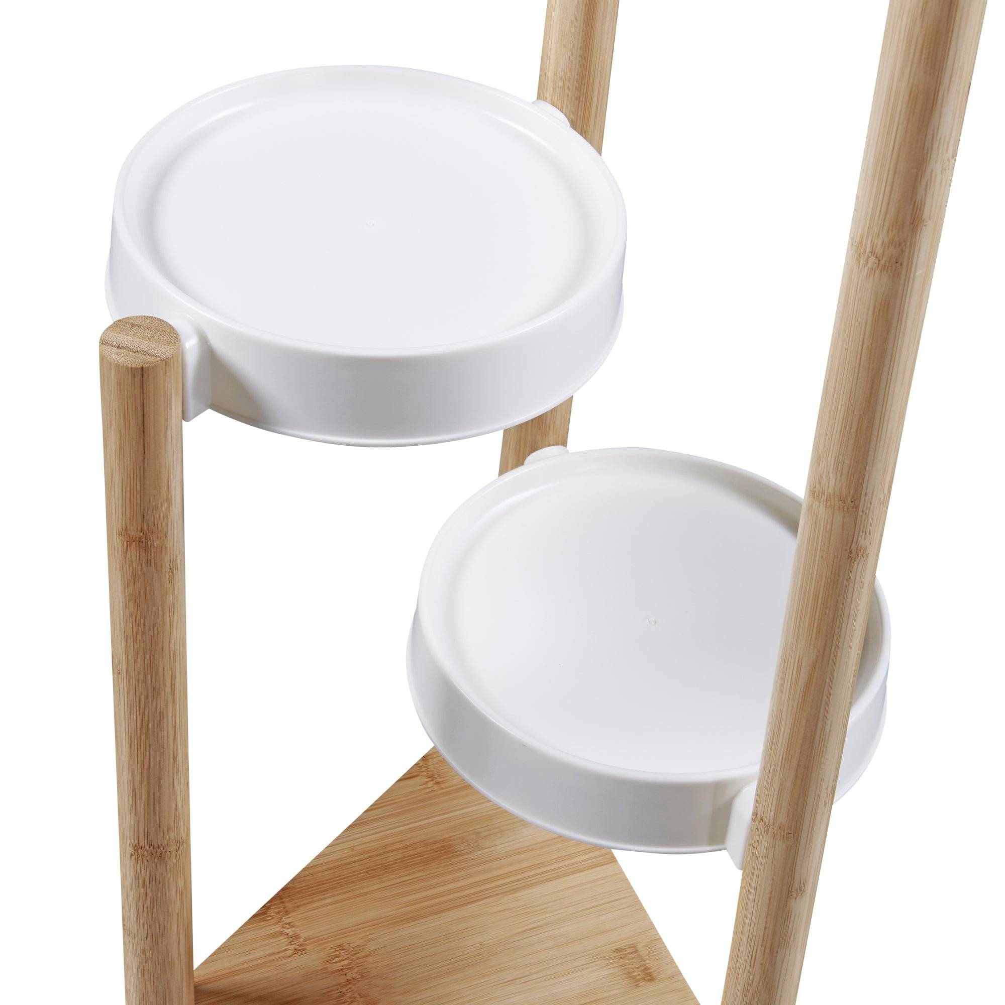 Helloshop26 - Étagère à plantes sastamala à 4 niveaux bambou 78 x 35 x 35 cm naturel blanc - Imagen 4