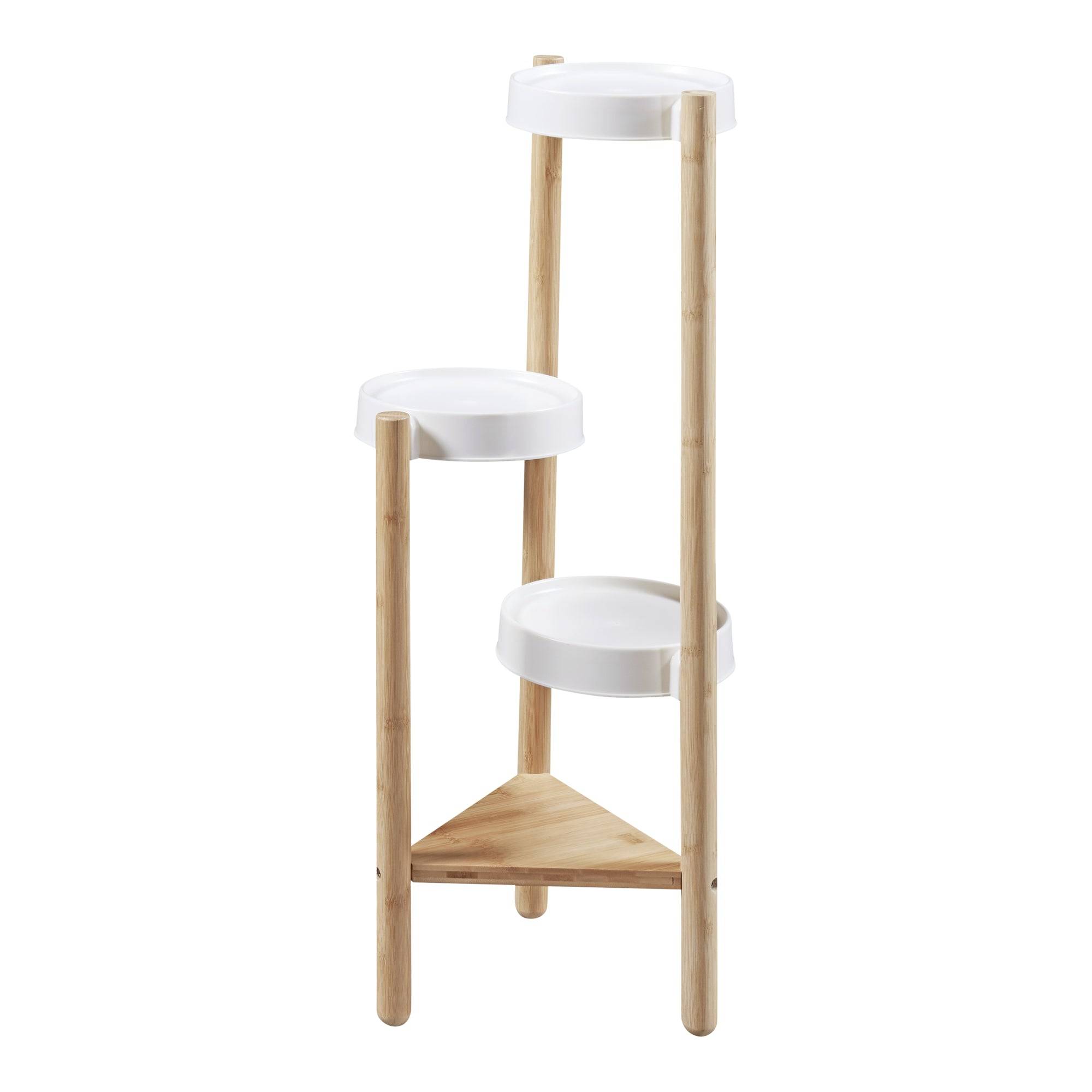 Helloshop26 - Étagère à plantes sastamala à 4 niveaux bambou 78 x 35 x 35 cm naturel blanc - Imagen 1