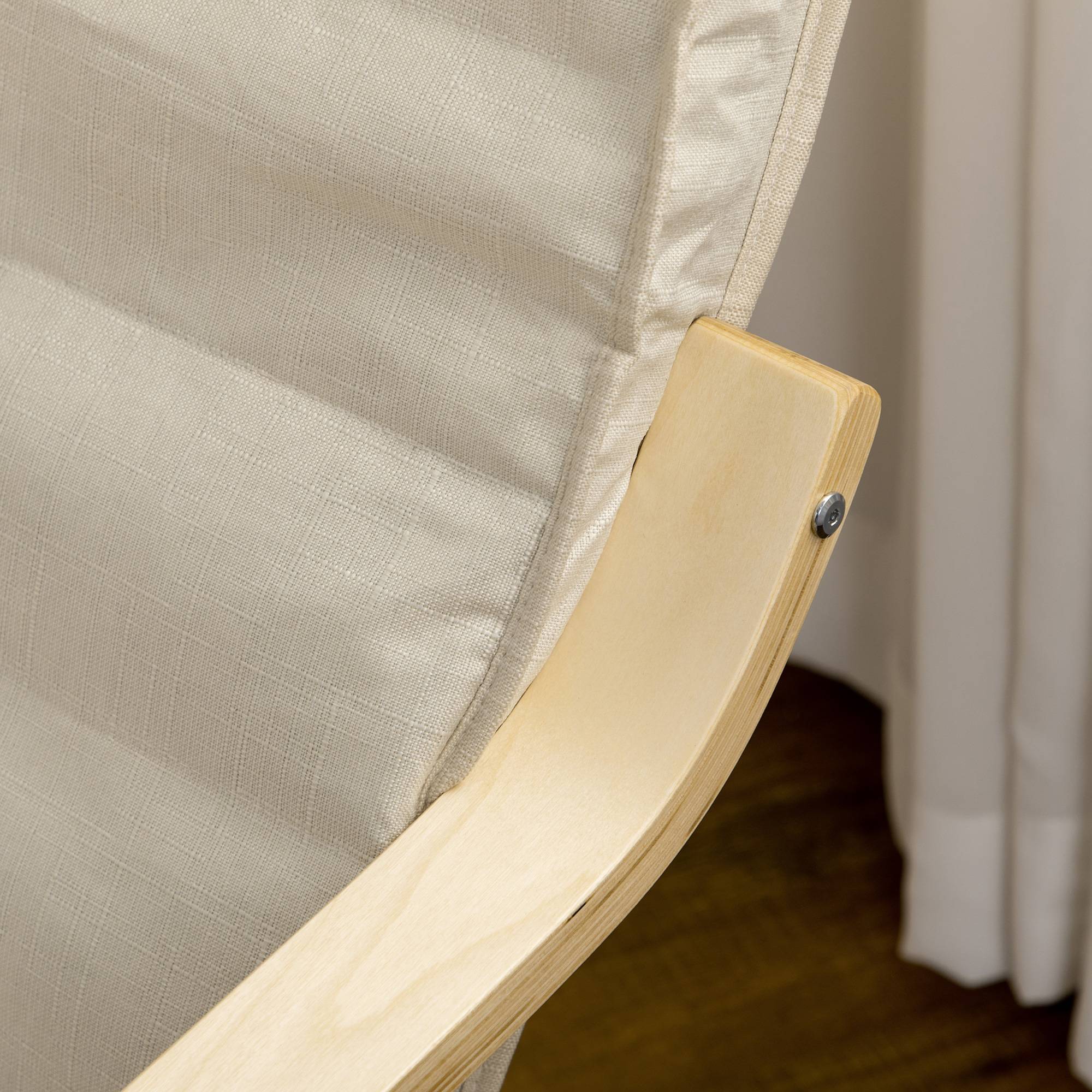 ComfortXL - Fauteuil à Bascule Relax Bois Bouleau Repose-Pieds Réglable Salon Beige 100cm - ComfortXL Outdoor Living - Image 7