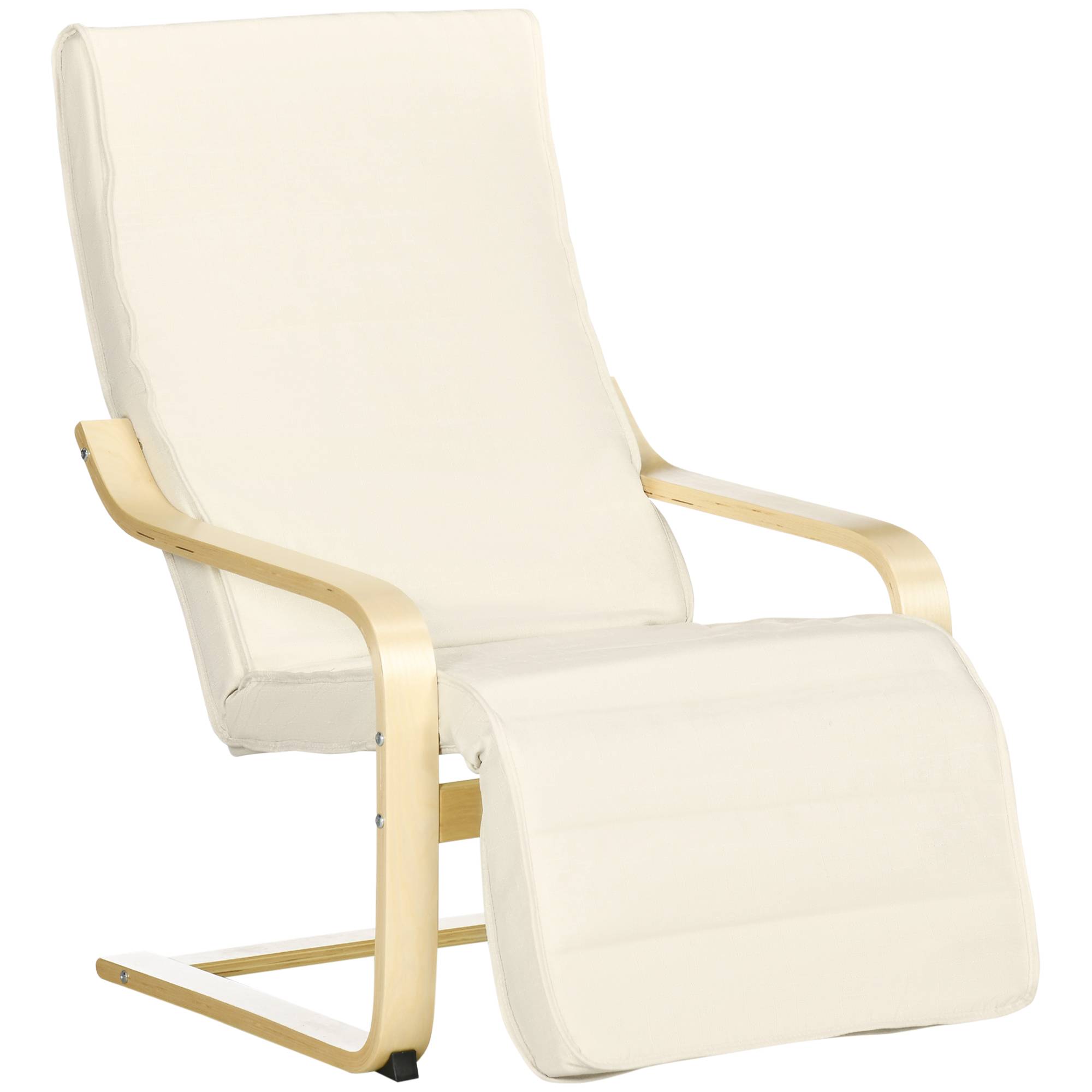 ComfortXL - Fauteuil à Bascule Relax Bois Bouleau Repose-Pieds Réglable Salon Beige 100cm - ComfortXL Outdoor Living - Image 2