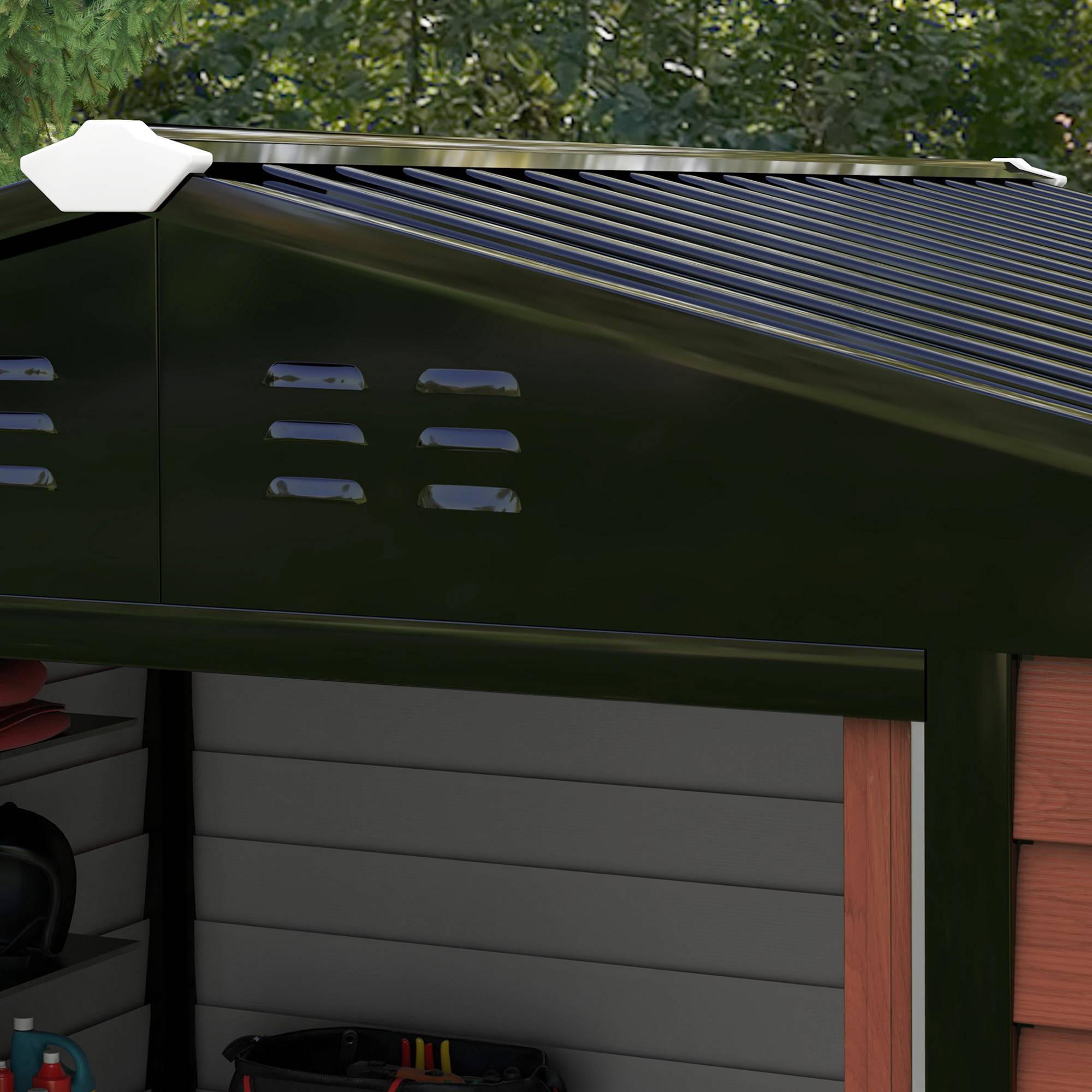 ComfortXL - Abri de jardin métal acier galvanisé extérieur rangement outils 4,9m² couleur teck - ComfortXL Outdoor Living - Image 8