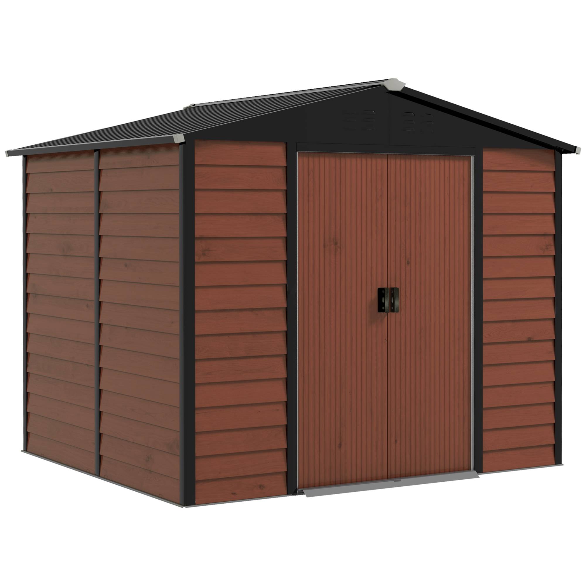 ComfortXL - Abri de jardin métal acier galvanisé extérieur rangement outils 4,9m² couleur teck - ComfortXL Outdoor Living - Image 2