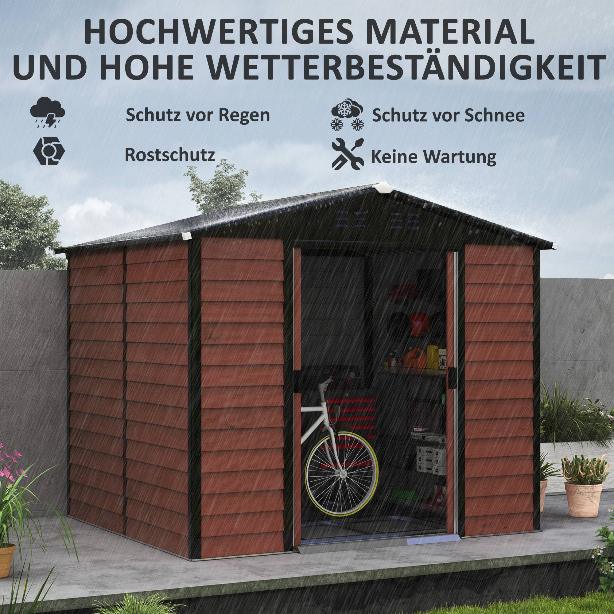 ComfortXL - Abri de jardin métal acier galvanisé extérieur rangement outils 4,9m² couleur teck - ComfortXL Outdoor Living - Image 4