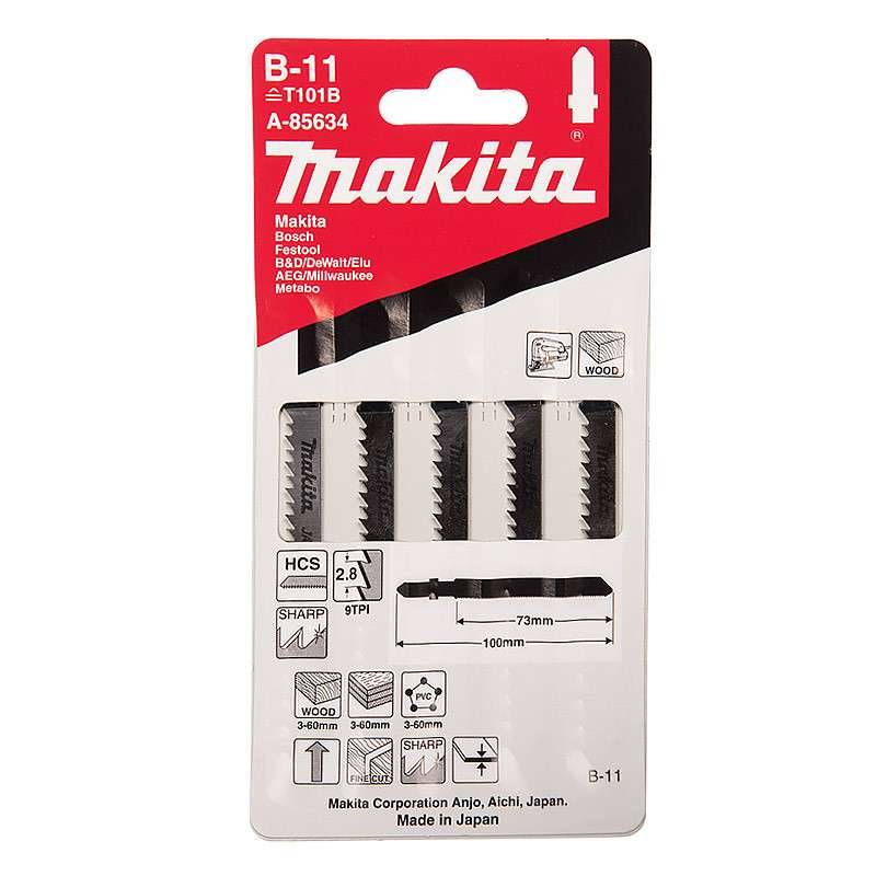 Makita - Lot de 5 lames MAKITA A-85634 pour scie sauteuse (bois, contre-plaqué et PVC) (3 à 60mm) Makita - Imagen 2