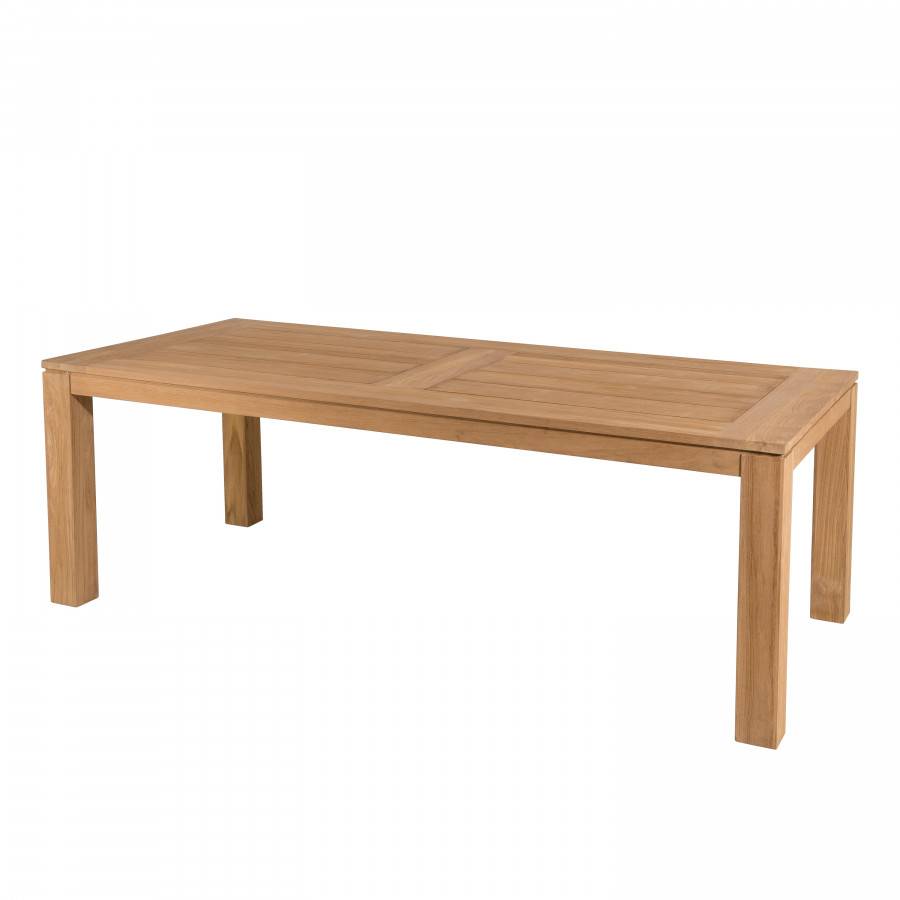 Macabane - HALICE - SALON DE JARDIN EN BOIS TECK 6/8 pers - 1 Table rectangulaire 220*100 cm et 6 fauteuils empilables taupe - Imagen 4