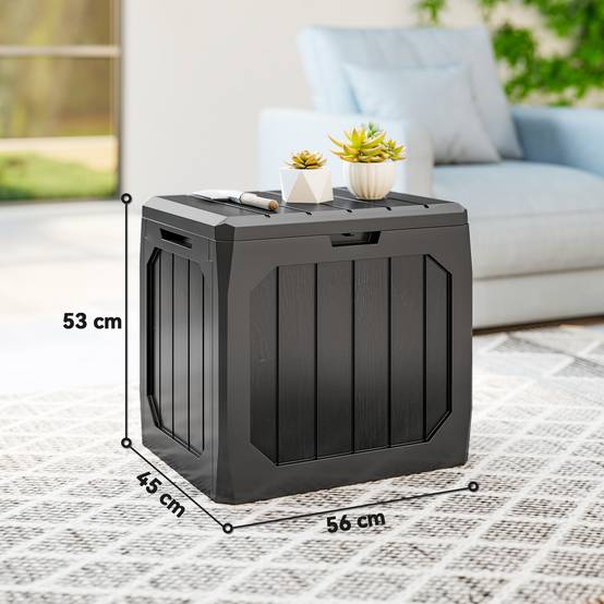 Coffre de rangement exterieur 121L, coffre de jardin avec poignées, conteneur étanche, 56 x 45 x 53 cm, noir - Image 5
