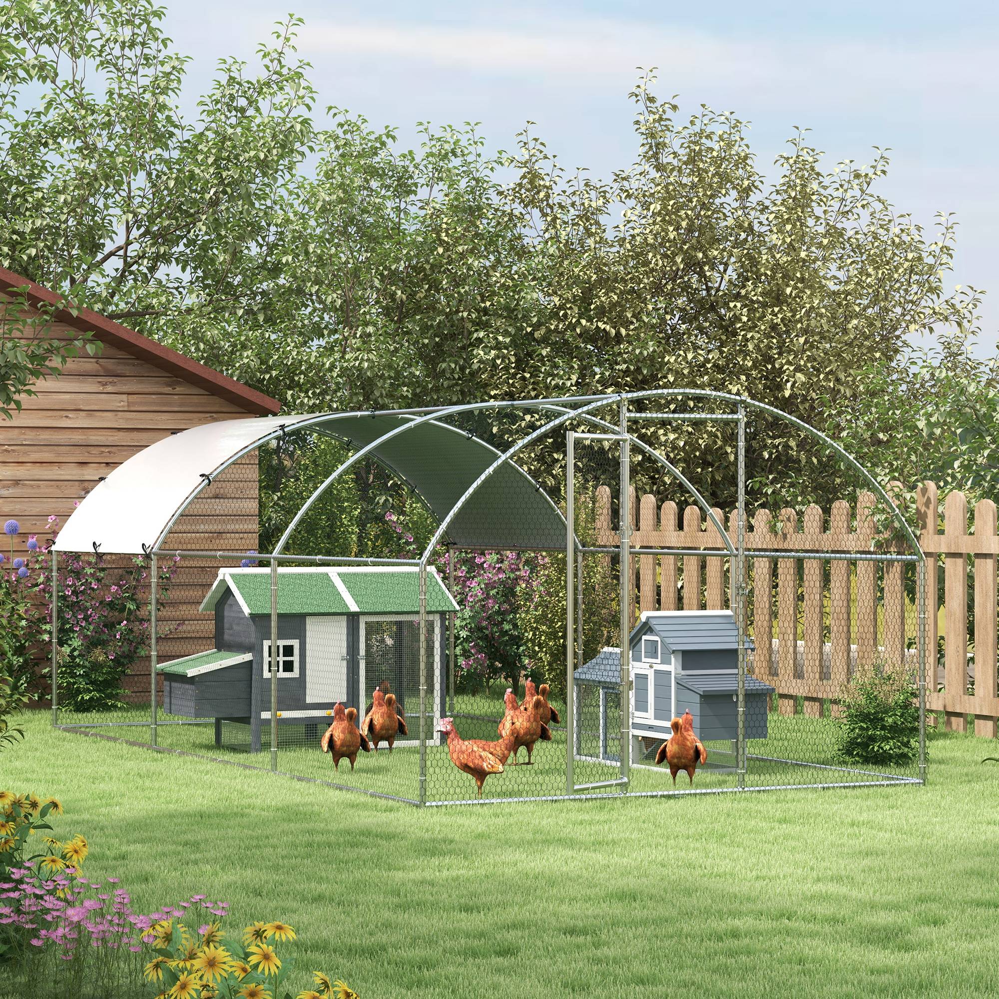 Cabane à poules en sapin avec porte et toit ouvrant, poulailler extérieur pour 4-8 poules, orange - Image 10