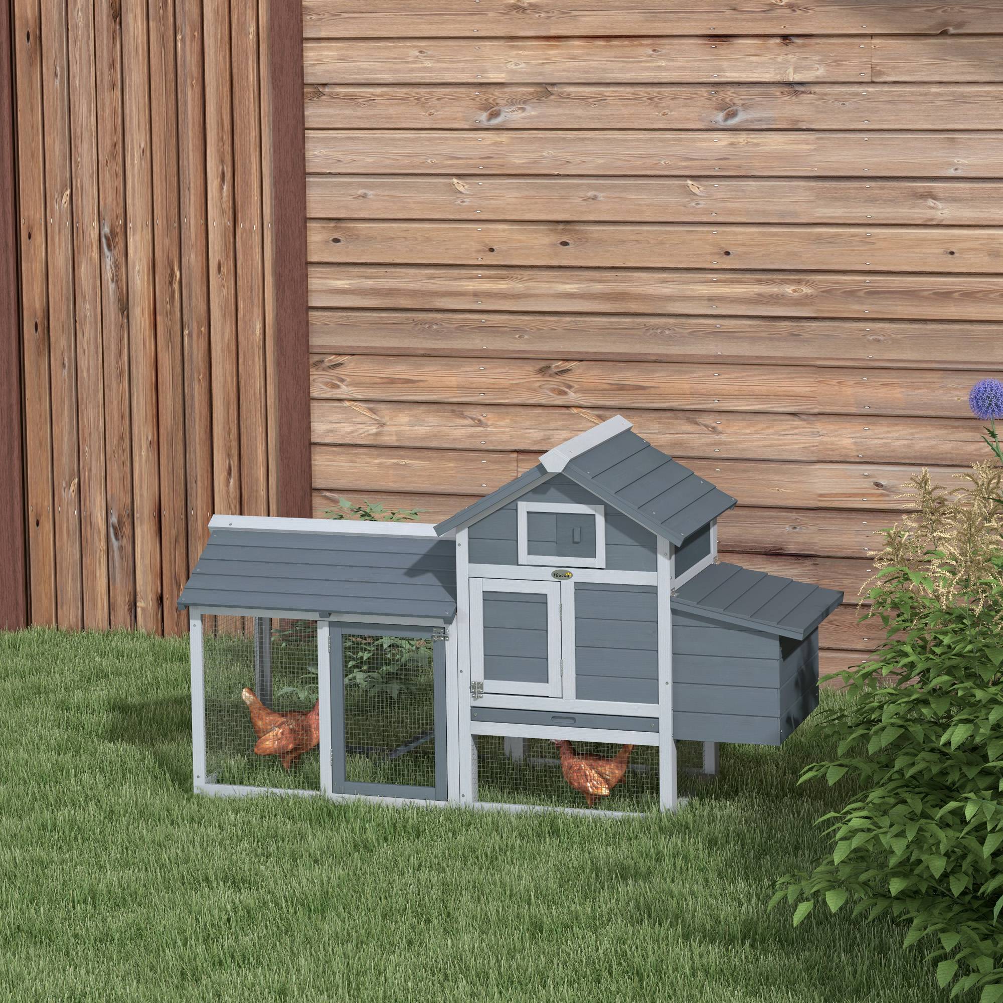 Cabane à poules en sapin avec porte et toit ouvrant, poulailler extérieur pour 4-8 poules, orange - Image 3