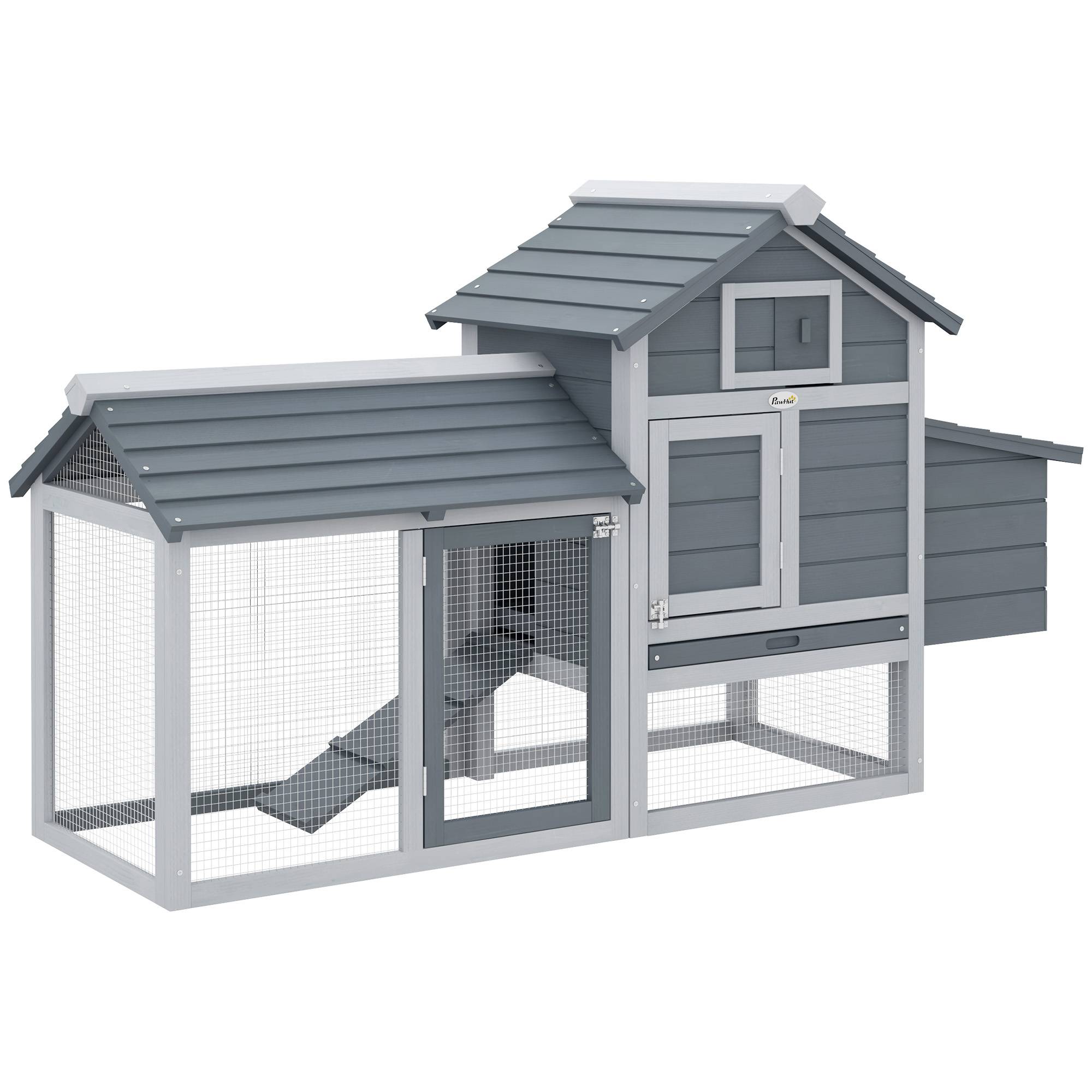 Cabane à poules en sapin avec porte et toit ouvrant, poulailler extérieur pour 4-8 poules, orange - Image 1