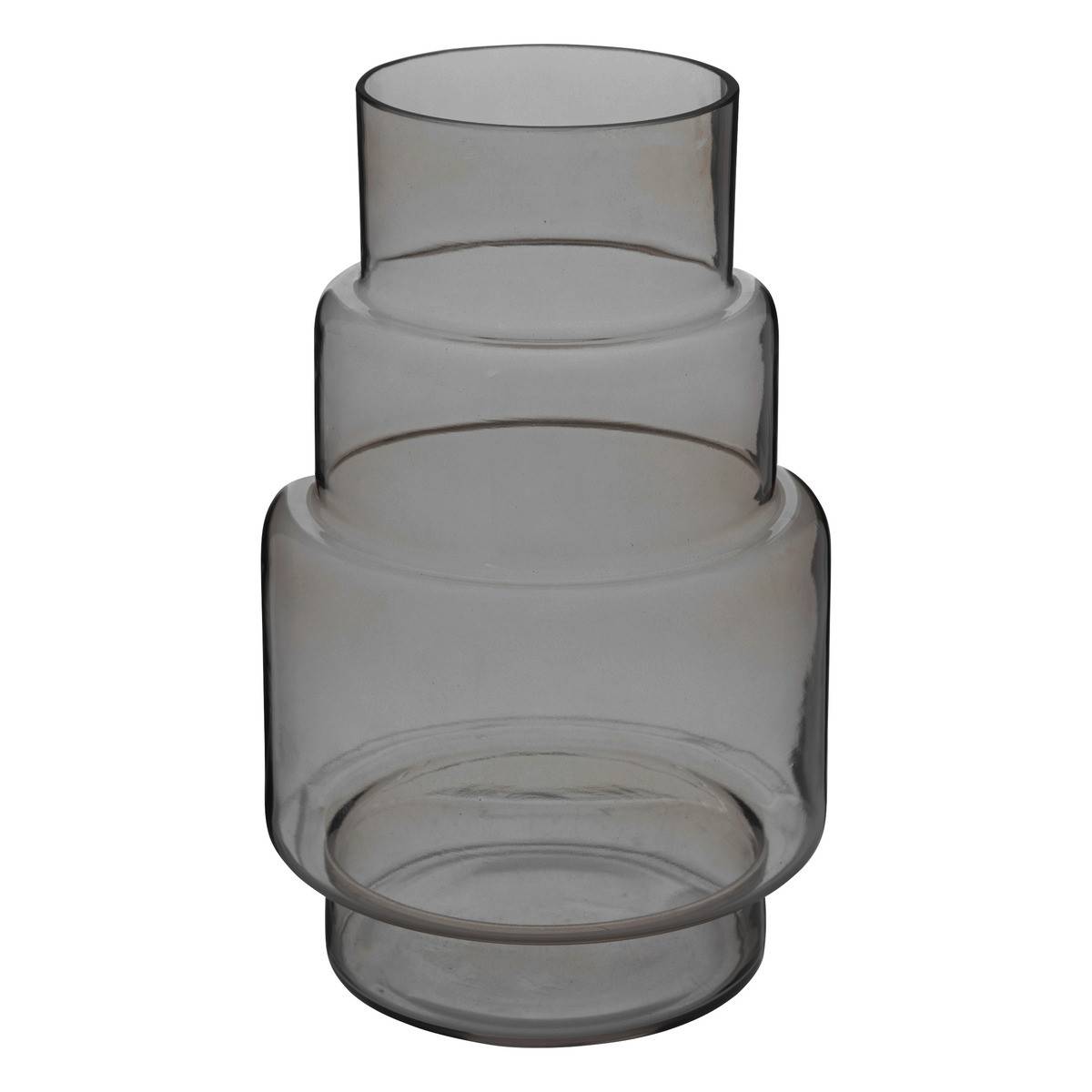 Vase déco en verre Gris forme géométrique H 26 cm - Imagen 1