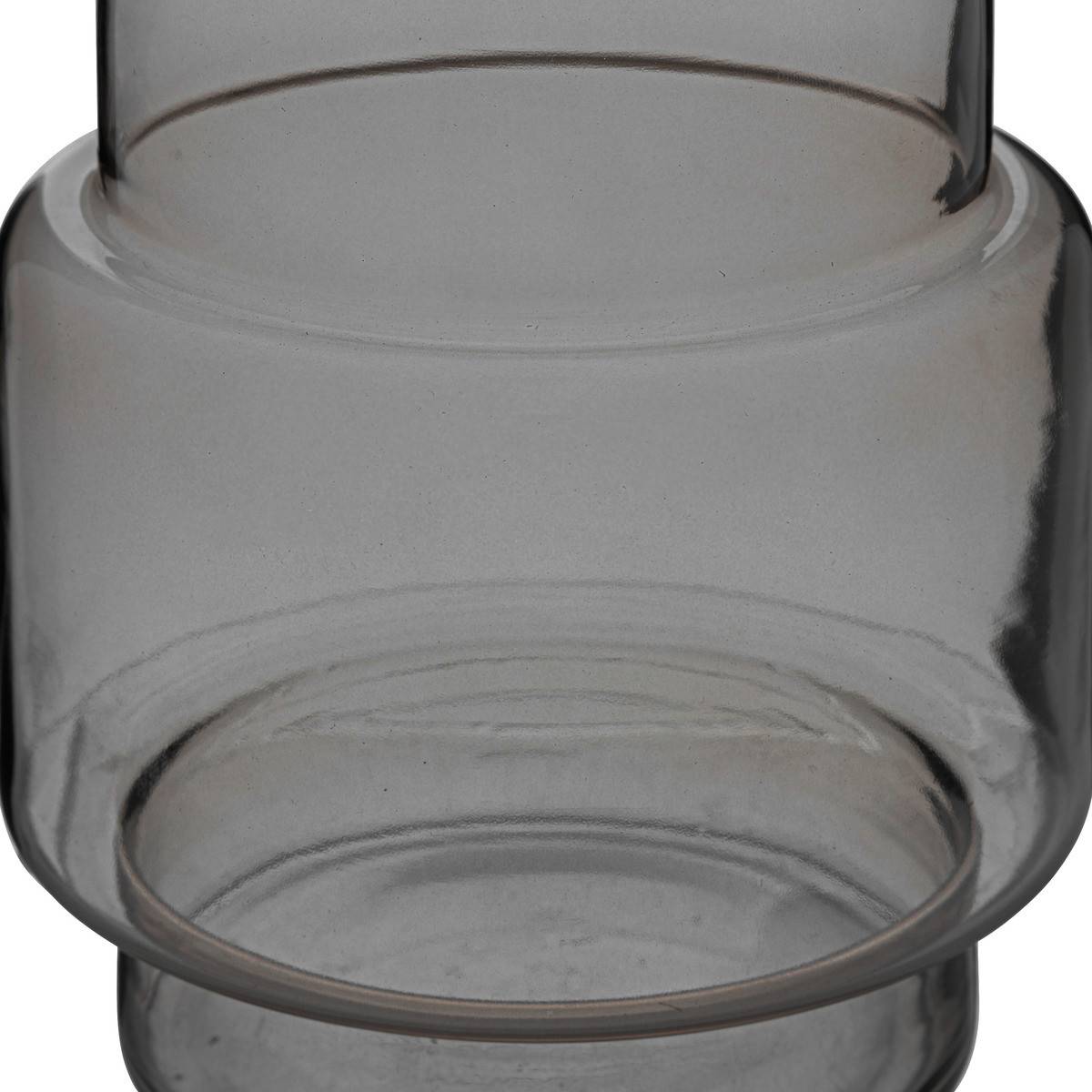 Vase déco en verre Gris forme géométrique H 26 cm - Imagen 2