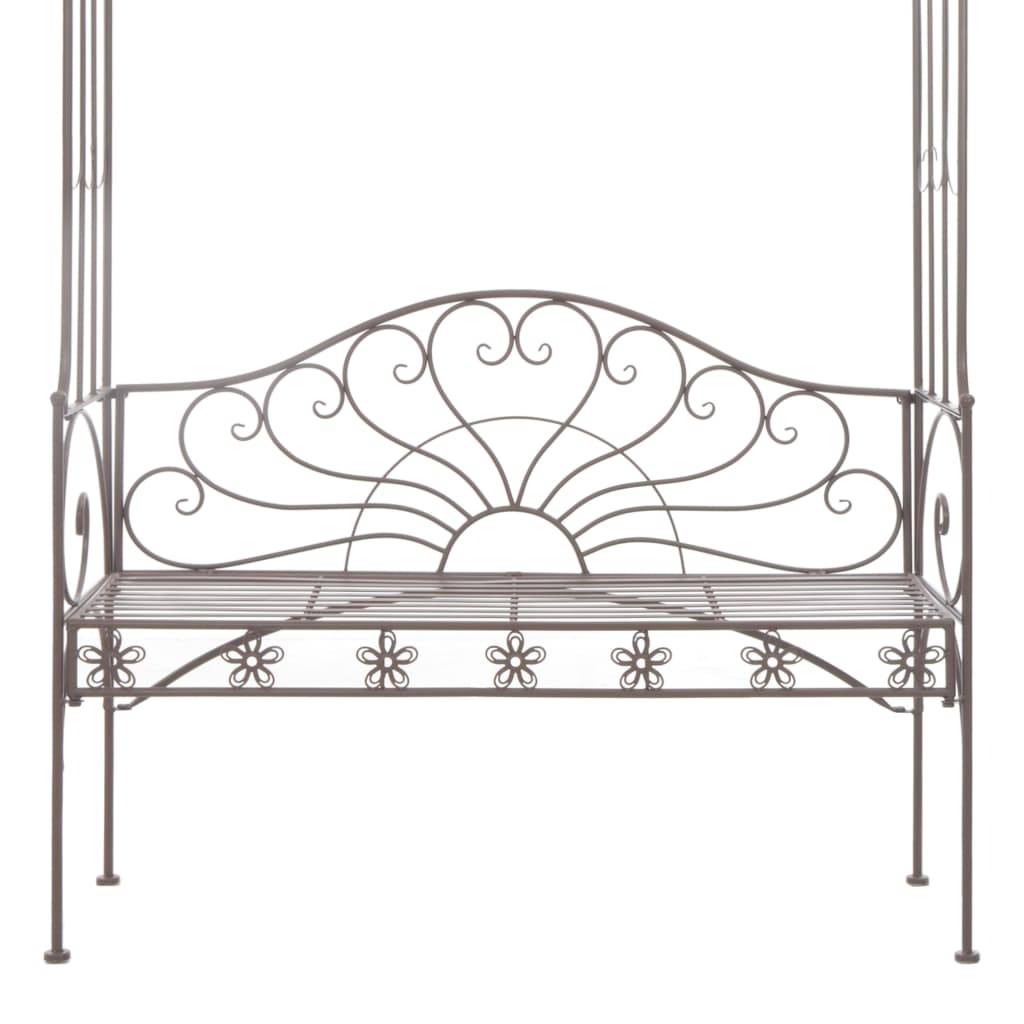 Helloshop26 - Banc de jardin meuble de patio d'extérieur terrasse 122 x 43 x 220 cm fer marron antique - Imagen 5