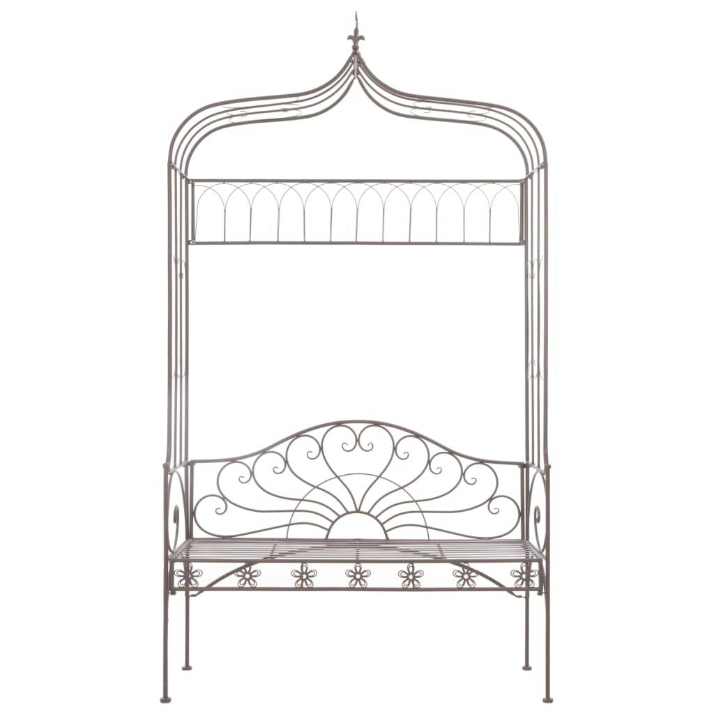 Helloshop26 - Banc de jardin meuble de patio d'extérieur terrasse 122 x 43 x 220 cm fer marron antique - Imagen 2