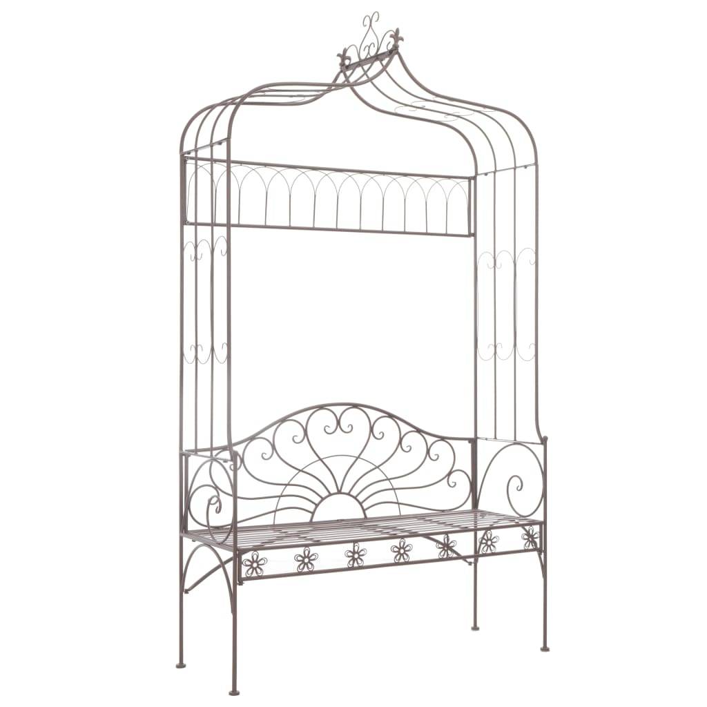 Helloshop26 - Banc de jardin meuble de patio d'extérieur terrasse 122 x 43 x 220 cm fer marron antique - Imagen 1