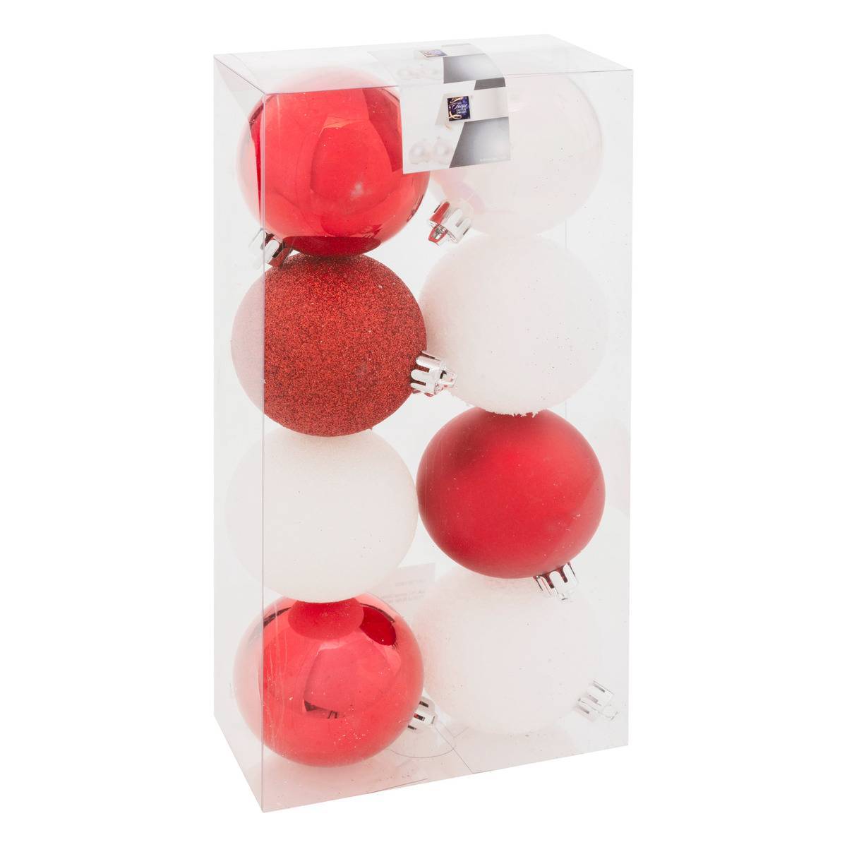 Fééric Lights & Christmas - Lot de 8 boules D.7cm rouge blanc - Atmosphera Créateur d'intérieur - Imagen 2