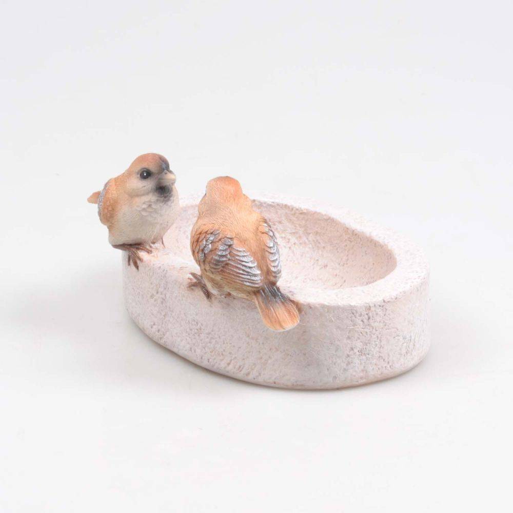 Farmwood Animals - Bain oiseau en résine avec oiseaux 20 x 15 x 10.5 cm Moineau - Imagen 2