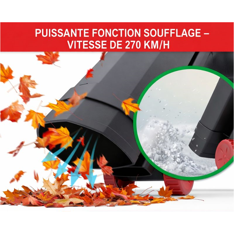 LV3245 Souffleur de feuilles à l’air électrique 3200W 3en1 Aspirateur Souffleur Broyeur 45L - Image 2
