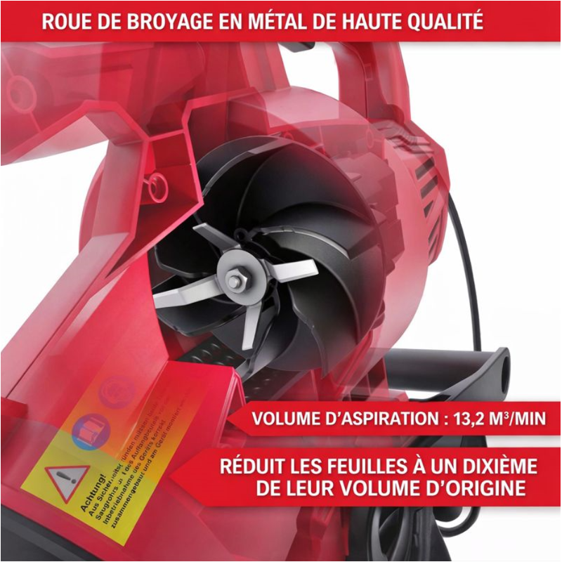 LV3245 Souffleur de feuilles à l’air électrique 3200W 3en1 Aspirateur Souffleur Broyeur 45L - Image 3