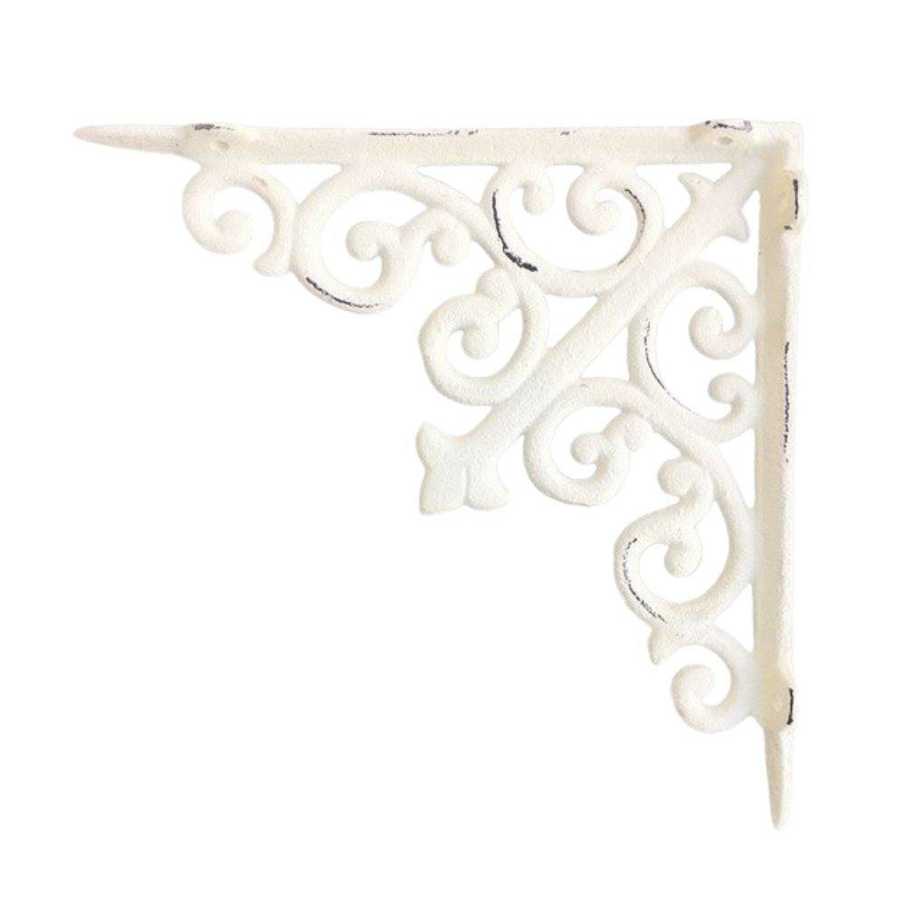 Equerre fixation étagère vintage ancienne fonte blanche 25.5 x 25.5 cm Chemin de campagne - Imagen 1