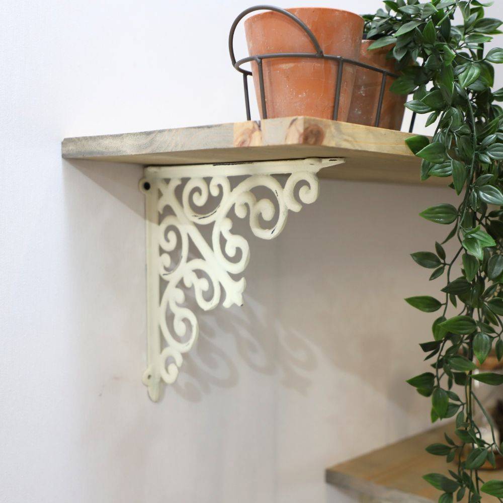 Relaxdays Équerre étagère murale, lot de 2, ancien, support en fonte de fer, orn