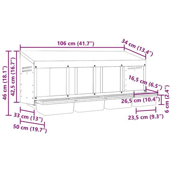 Pondoir mural 4 compartiments acier galvanisé pour poulailler Argent – ComfortXL Outdoor Living - Image 9