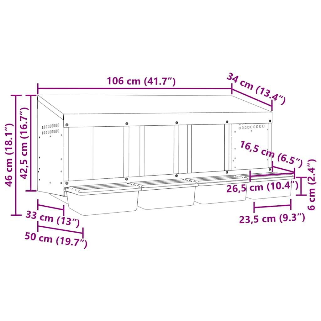 Pondoir mural 4 compartiments acier galvanisé pour poulailler Argent – ComfortXL Outdoor Living - Image 9