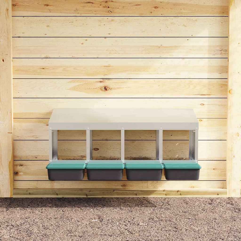 Pondoir mural 4 compartiments acier galvanisé pour poulailler Argent – ComfortXL Outdoor Living - Image 3
