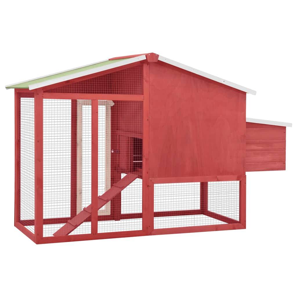 Helloshop26 - Poulailler avec nichoir 191 x 67 x 117 cm bois de sapin massif rouge et blanc - Imagen 5