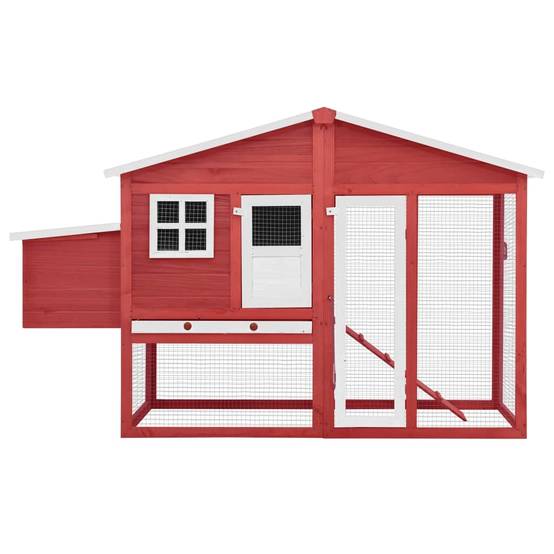 Helloshop26 - Poulailler avec nichoir 191 x 67 x 117 cm bois de sapin massif rouge et blanc - Imagen 4