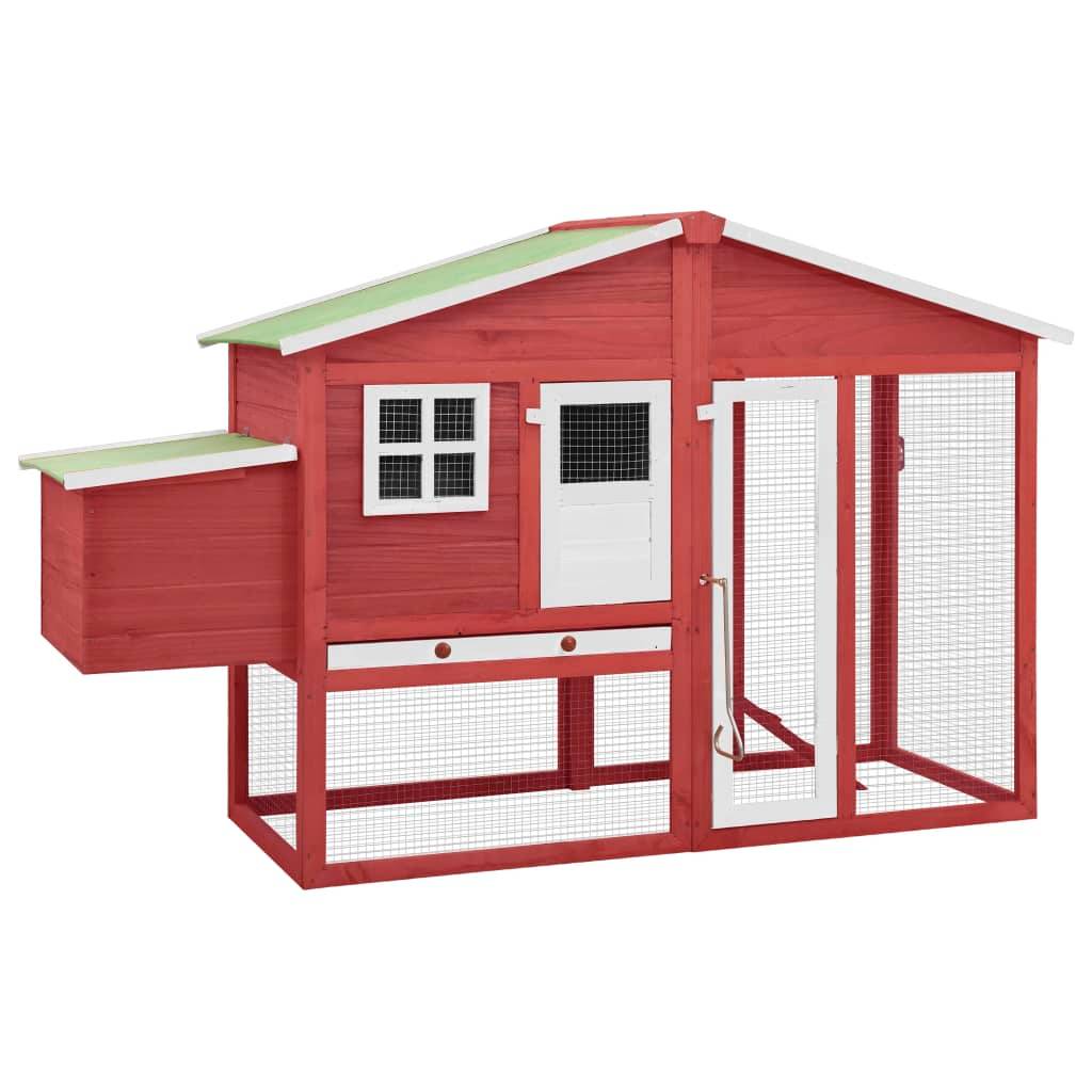 Helloshop26 - Poulailler avec nichoir 191 x 67 x 117 cm bois de sapin massif rouge et blanc - Imagen 1