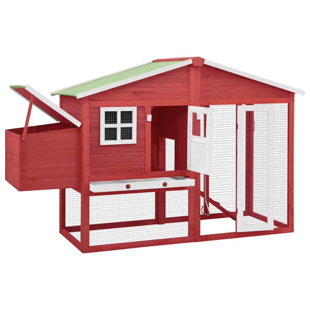 Helloshop26 - Poulailler avec nichoir 191 x 67 x 117 cm bois de sapin massif rouge et blanc - Imagen 3