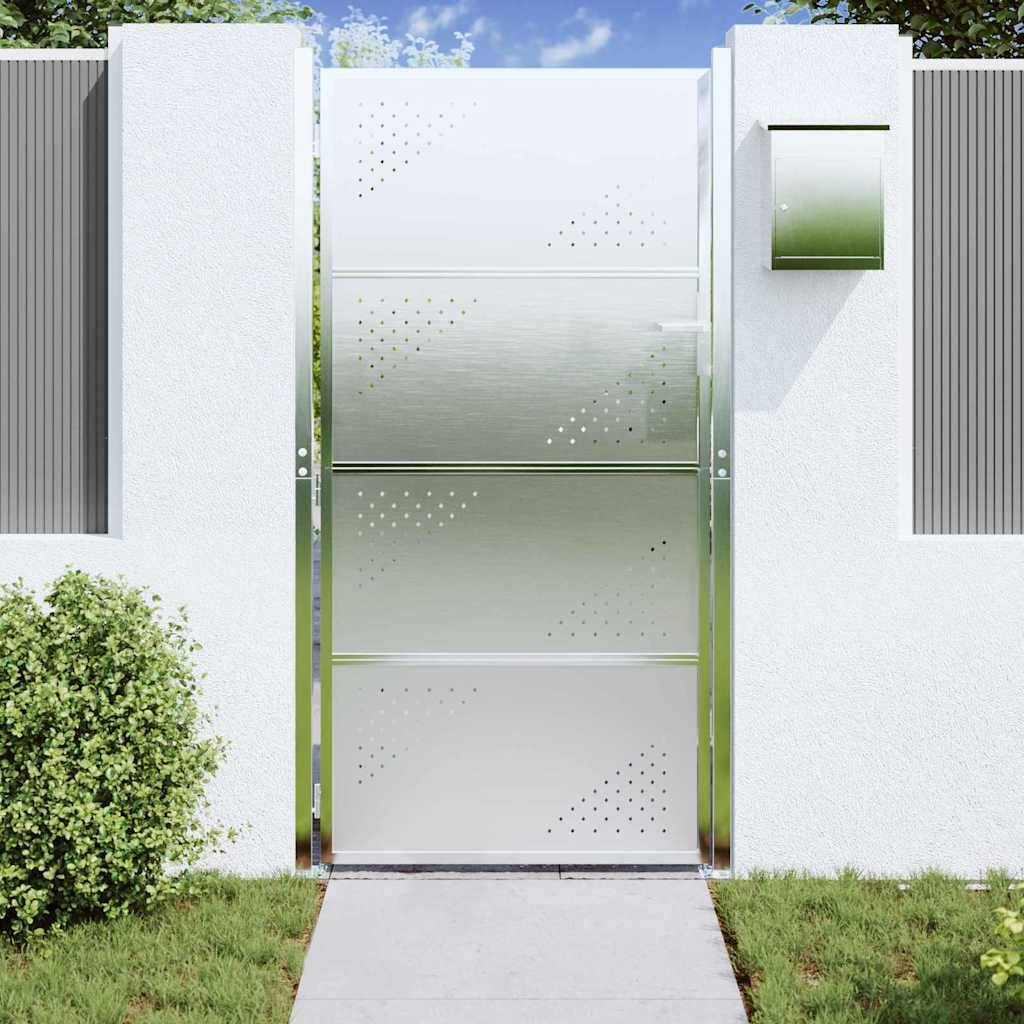 Porte de Jardin | Portillon Argenté 96 x 180 cm Acier inoxydable Maison Chic - Image 3