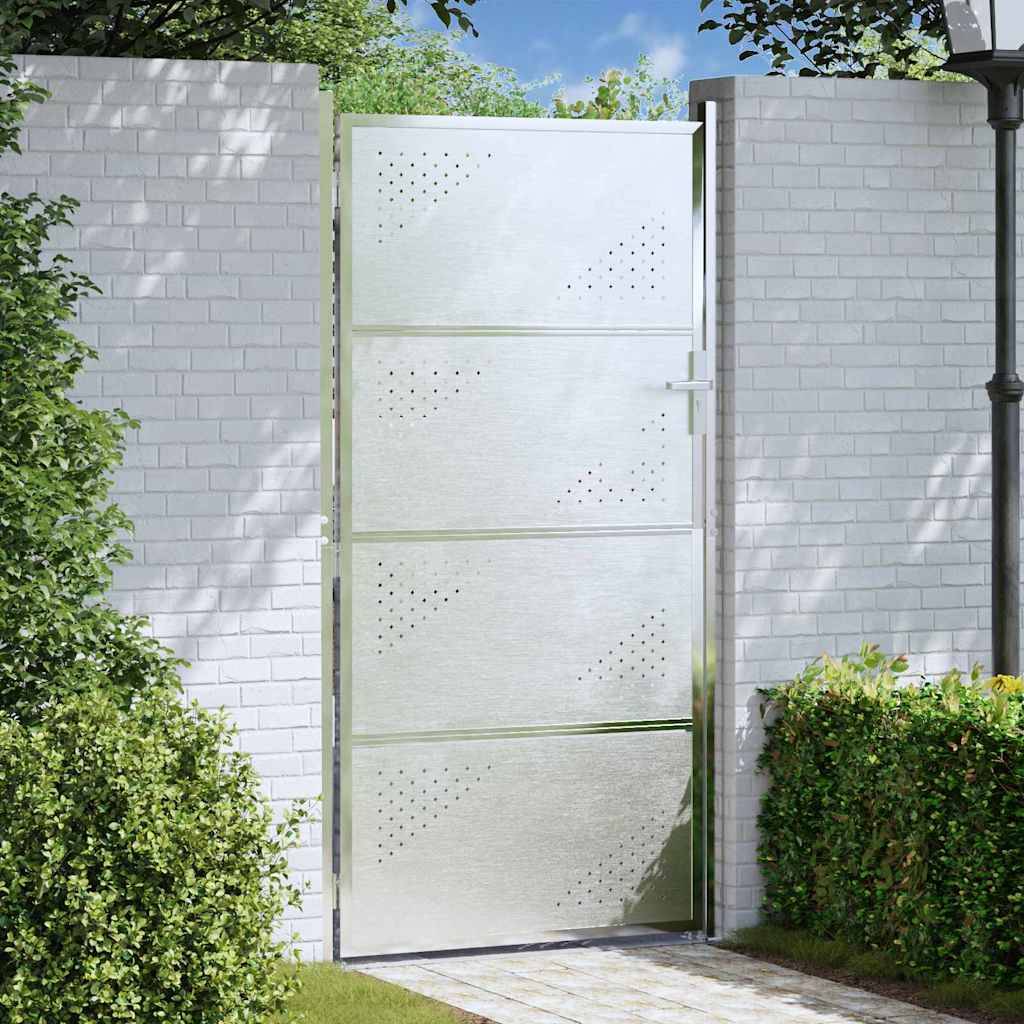 Porte de Jardin | Portillon Argenté 96 x 180 cm Acier inoxydable Maison Chic - Image 2