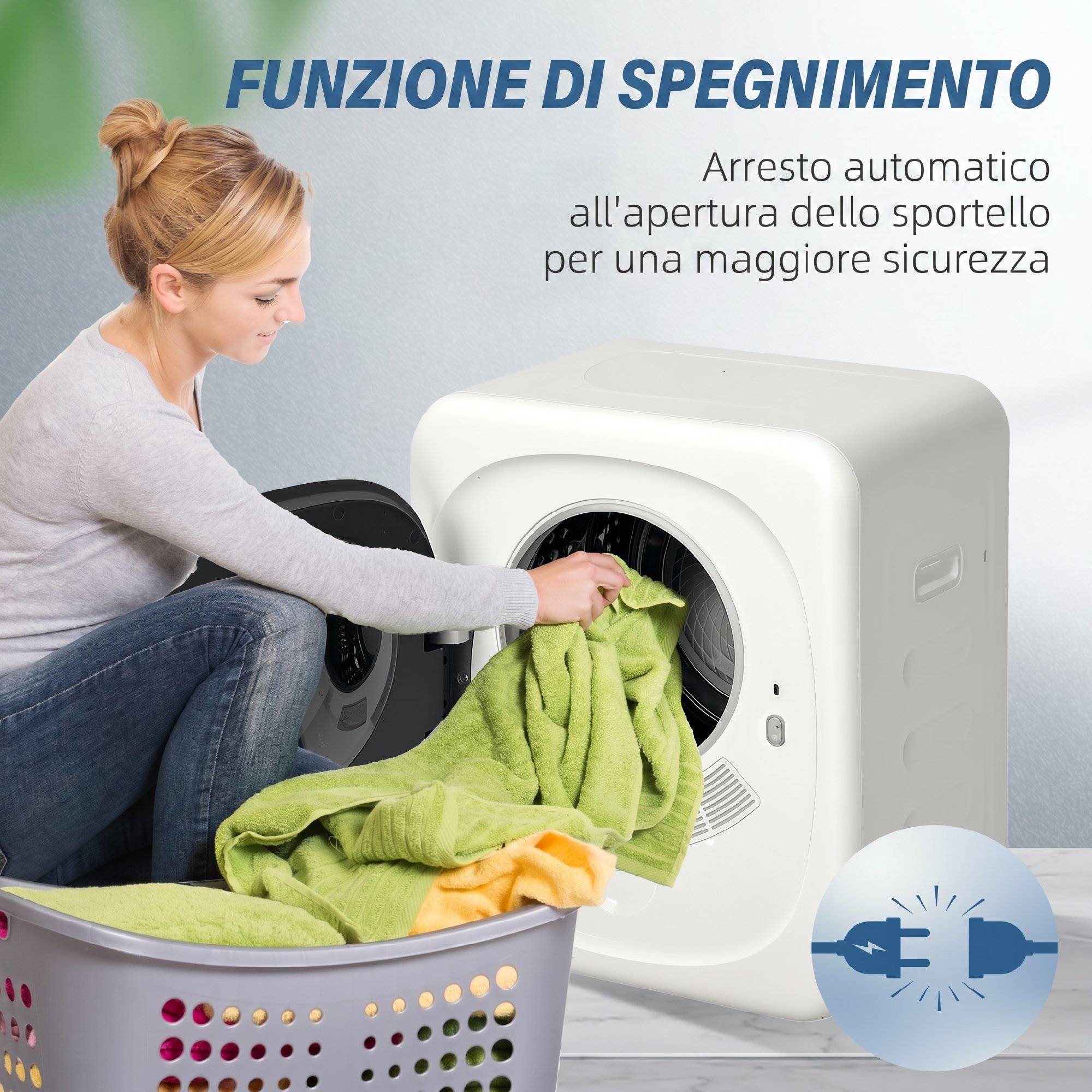 Mini sèche-linge portable 4kg, 5 programmes, 800W, chargement frontal, tambour inox, blanc - Image 9