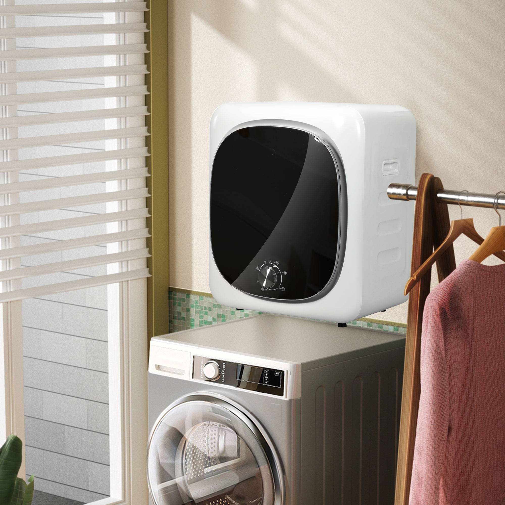 Mini sèche-linge portable 4kg, 5 programmes, 800W, chargement frontal, tambour inox, blanc - Image 10