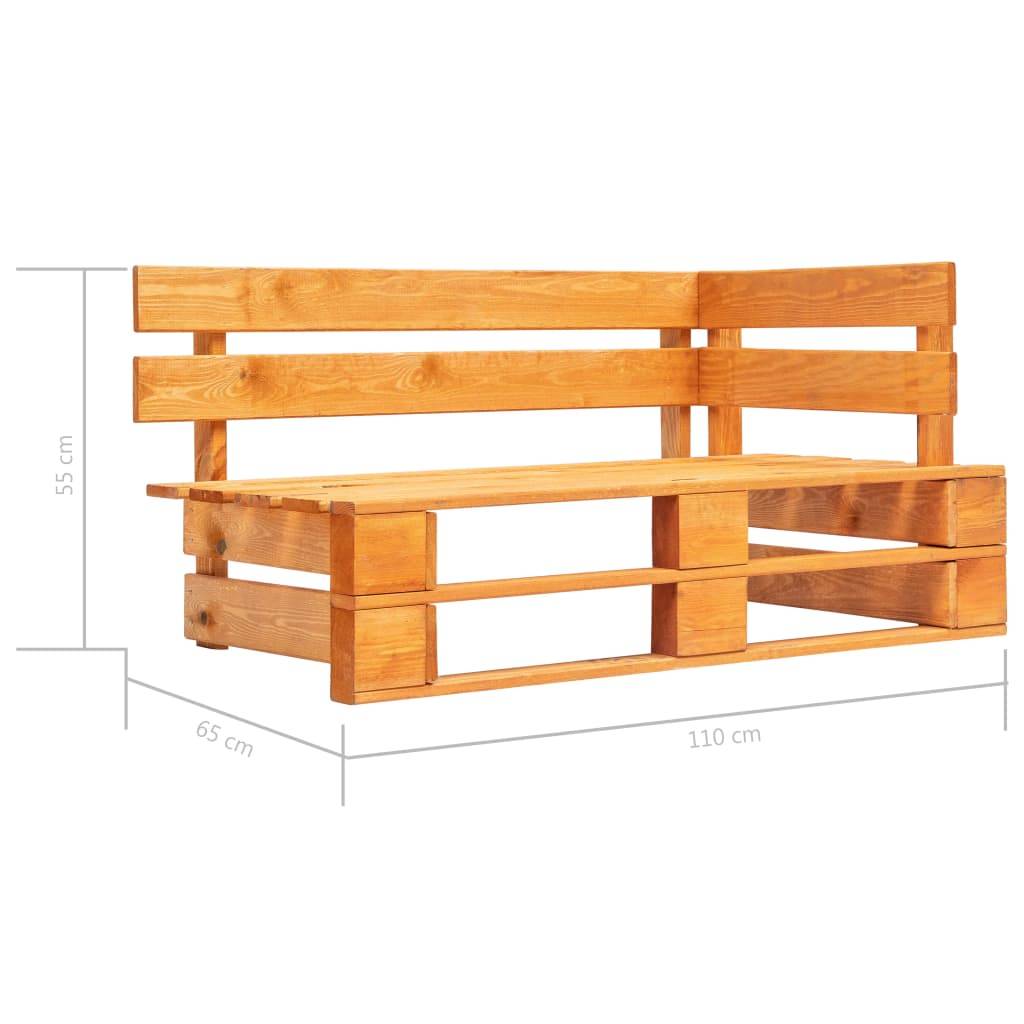 Helloshop26 - Banc de jardin meuble de patio d'extérieur terrasse palette d'angle de jardin 110 x 65 x 55 cm bois marron miel - Imagen 5