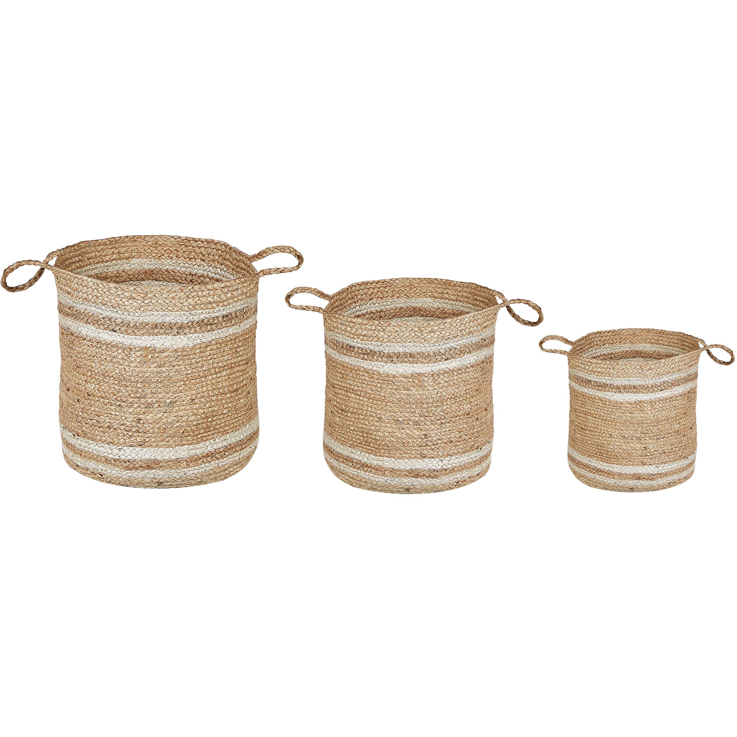 Beliani - Paniers Beige et Naturel en Jute Rond Corbeille à Linge Tressée Rangement pour Intérieur Minimaliste Boîte Lot de 3 - Imagen 1