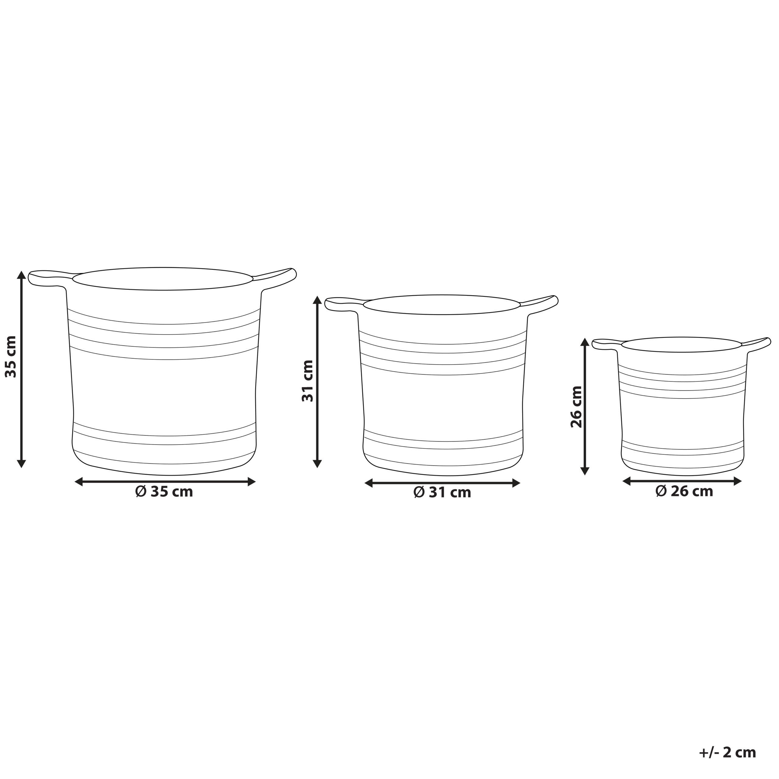 Beliani - Paniers Beige et Naturel en Jute Rond Corbeille à Linge Tressée Rangement pour Intérieur Minimaliste Boîte Lot de 3 - Imagen 3