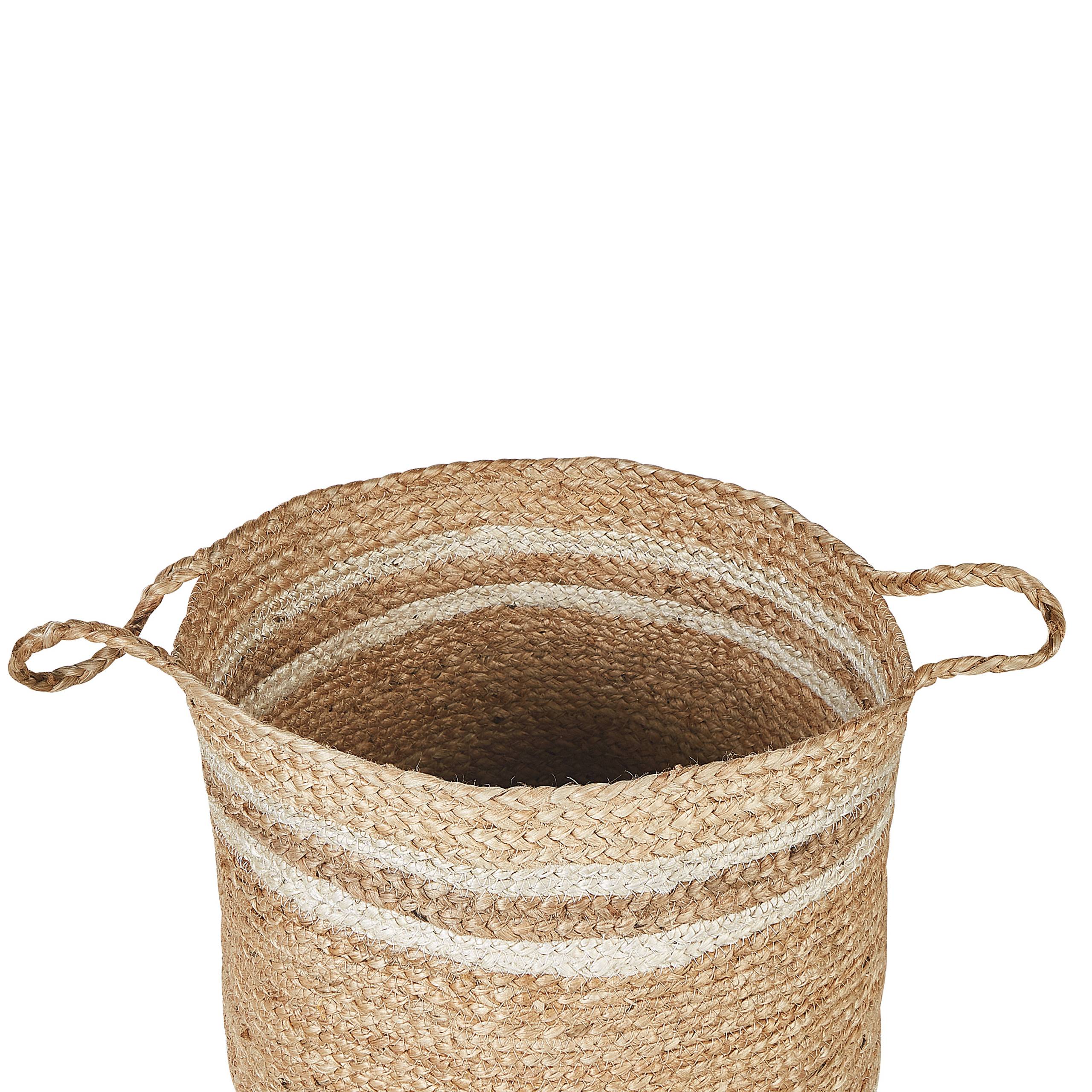 Beliani - Paniers Beige et Naturel en Jute Rond Corbeille à Linge Tressée Rangement pour Intérieur Minimaliste Boîte Lot de 3 - Imagen 5