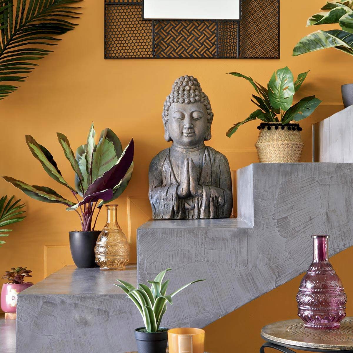 Atmosphera - Buste Bouddha Jayan H.50cm mango - Atmosphera Créateur d'intérieur - Imagen 3