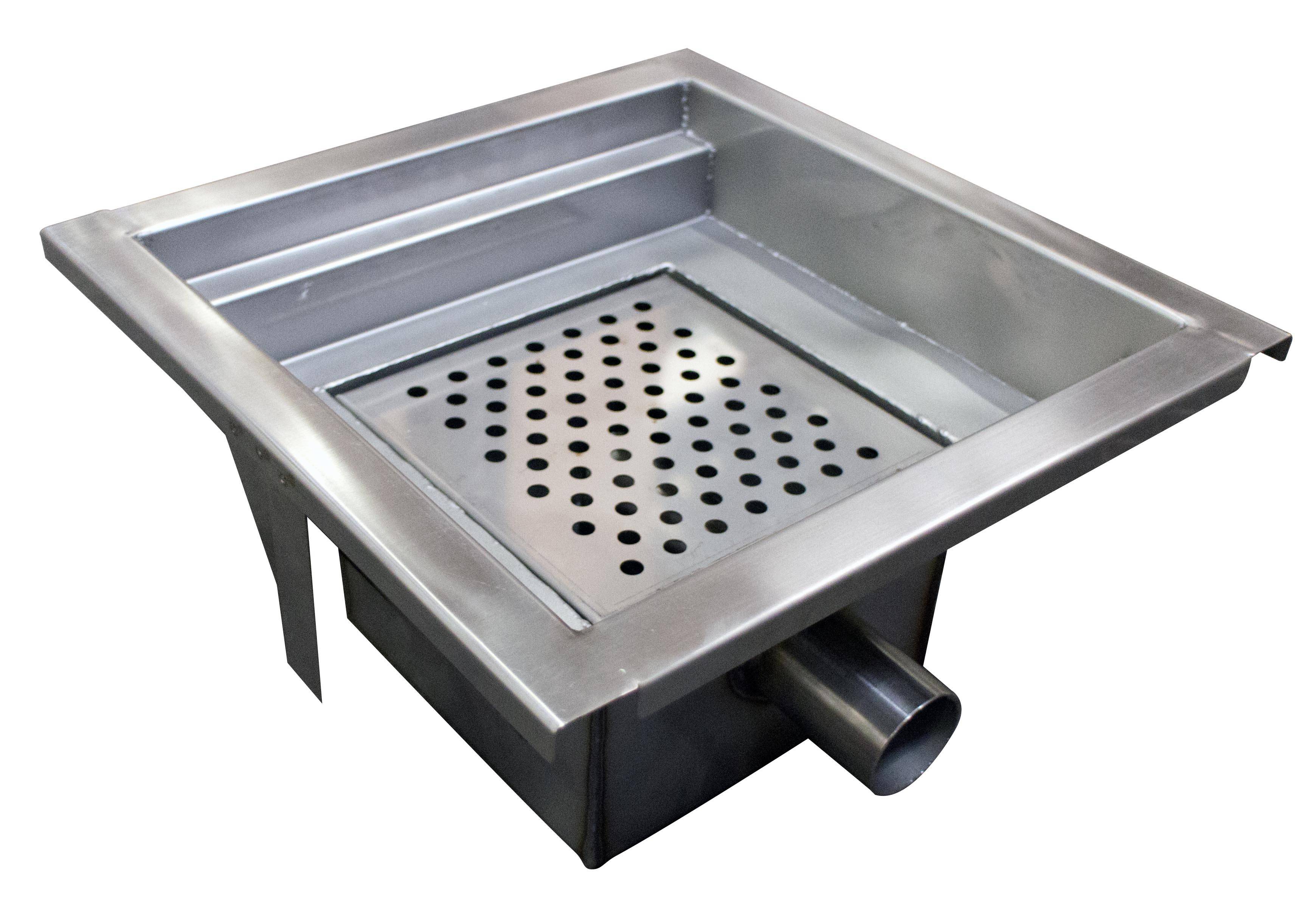 Caniveau de Sol Carré pour Cuisine Professionnelle - Sortie Horizontale - L2G -