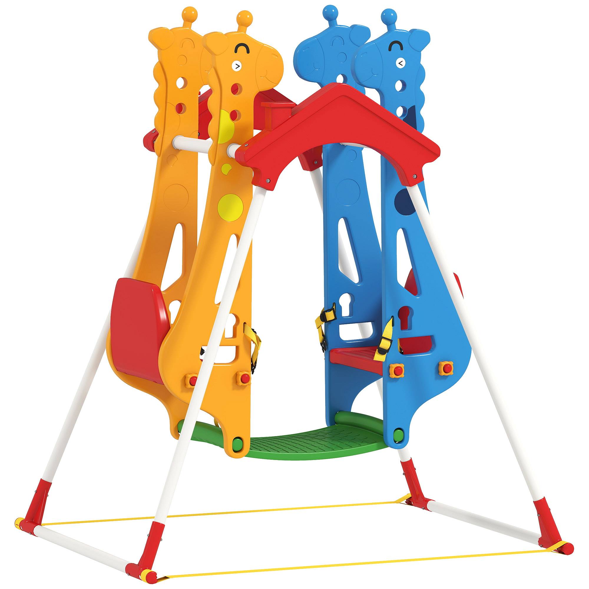 Balançoire pour Enfants, Portique Balançoire Enfants 3-5 Ans avec Double Siège Face à Face, 114x94x134,5cm, Multicolore - Image 2