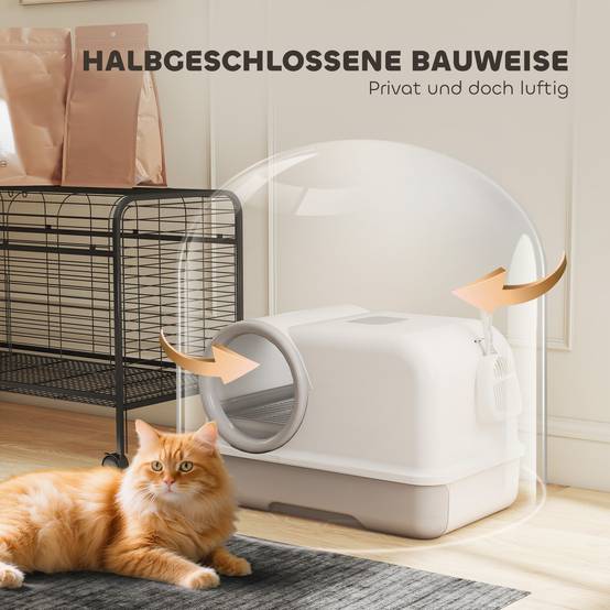 Maison de toilette en plastique pour chats jusqu'à 5kg contrôle odeurs blanc et gris - ComfortXL Outdoor Living - Image 9