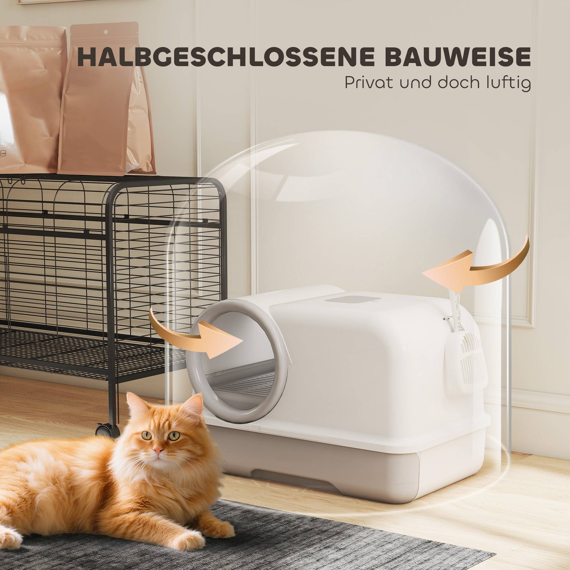 Maison de toilette en plastique pour chats jusqu'à 5kg contrôle odeurs blanc et gris - ComfortXL Outdoor Living - Image 9