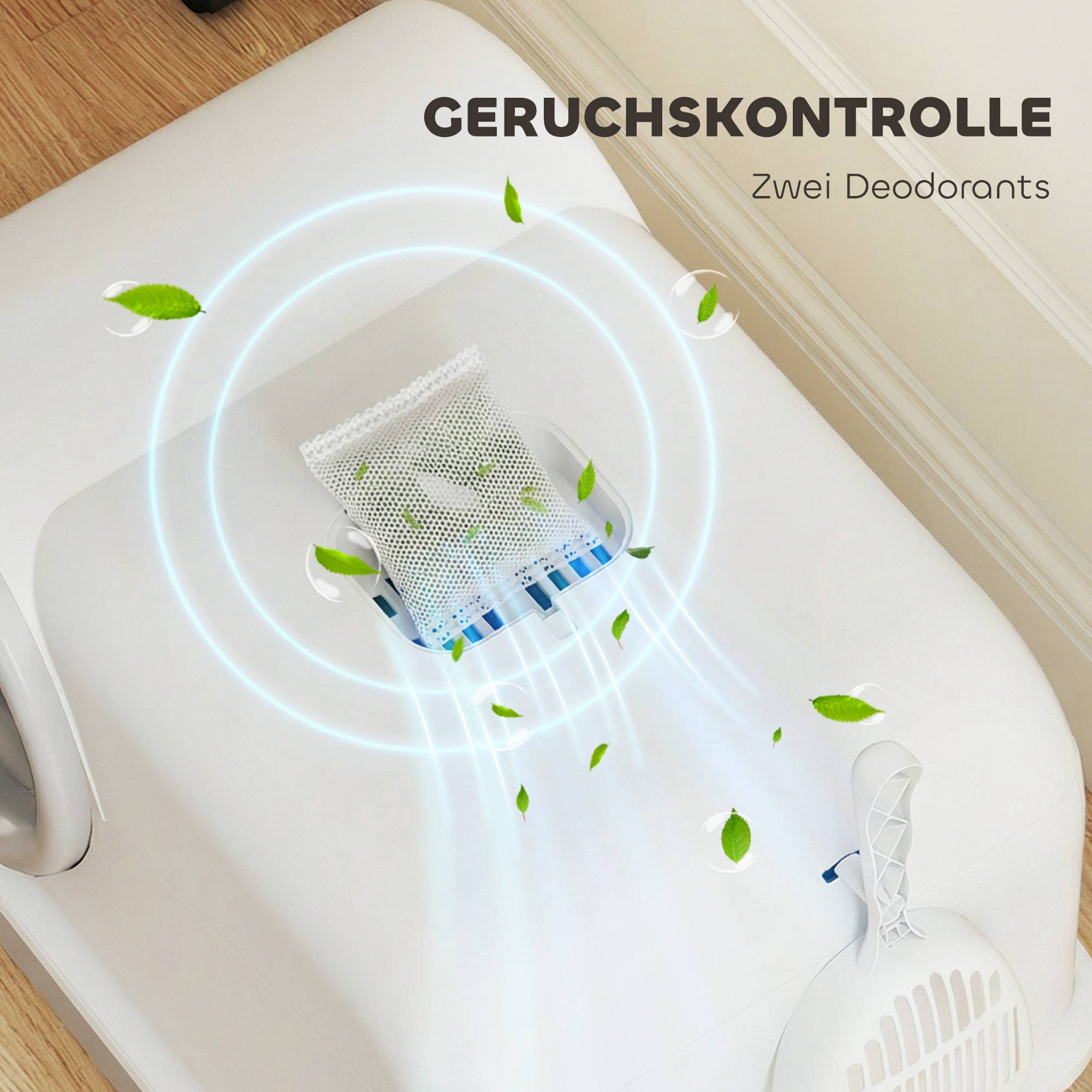 Maison de toilette en plastique pour chats jusqu'à 5kg contrôle odeurs blanc et gris - ComfortXL Outdoor Living - Image 8